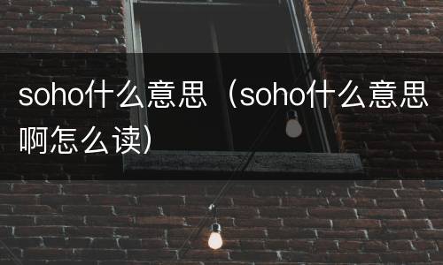 soho什么意思（soho什么意思啊怎么读）