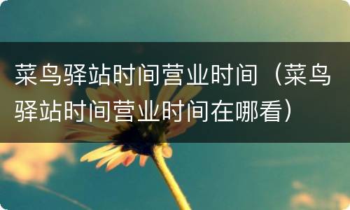 菜鸟驿站时间营业时间（菜鸟驿站时间营业时间在哪看）