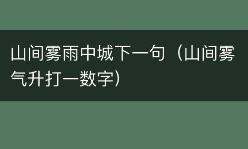 山间雾雨中城下一句（山间雾气升打一数字）