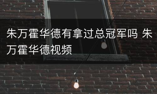 朱万霍华德有拿过总冠军吗 朱万霍华德视频