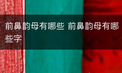 前鼻韵母有哪些 前鼻韵母有哪些字