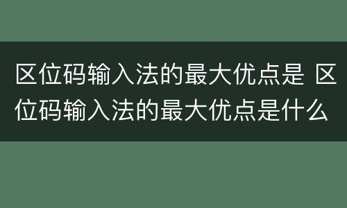 区位码输入法的最大优点是 区位码输入法的最大优点是什么