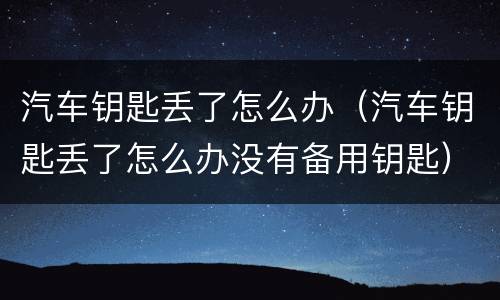 汽车钥匙丢了怎么办（汽车钥匙丢了怎么办没有备用钥匙）