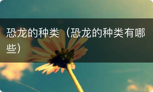 恐龙的种类（恐龙的种类有哪些）