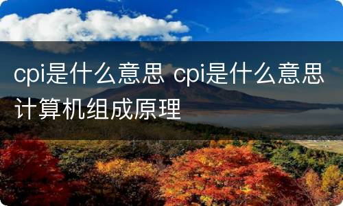 cpi是什么意思 cpi是什么意思计算机组成原理