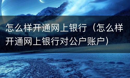 怎么样开通网上银行（怎么样开通网上银行对公户账户）