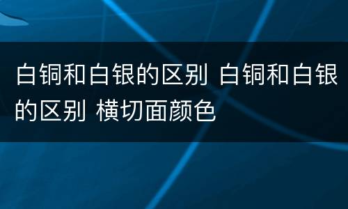 白铜和白银的区别 白铜和白银的区别 横切面颜色