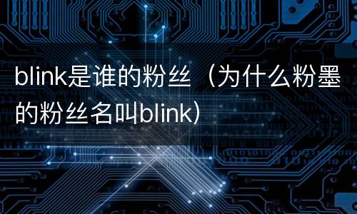 blink是谁的粉丝（为什么粉墨的粉丝名叫blink）