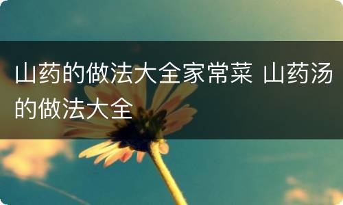 山药的做法大全家常菜 山药汤的做法大全