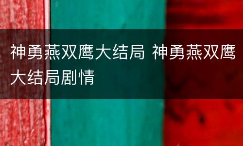 神勇燕双鹰大结局 神勇燕双鹰大结局剧情