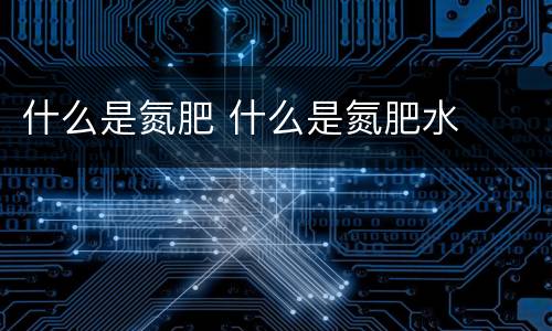 什么是氮肥 什么是氮肥水