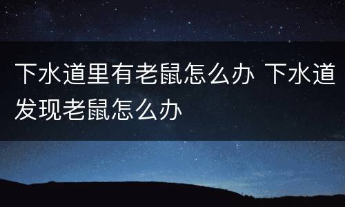 下水道里有老鼠怎么办 下水道发现老鼠怎么办