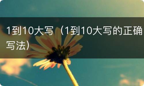 1到10大写（1到10大写的正确写法）