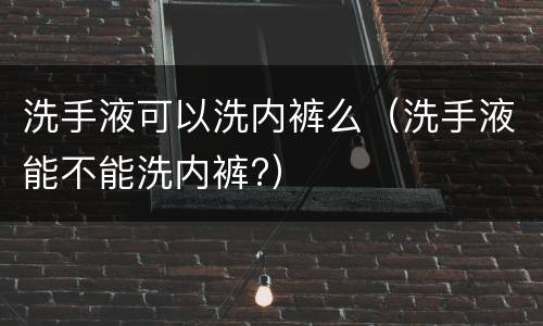 洗手液可以洗内裤么（洗手液能不能洗内裤?）