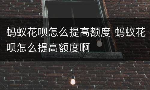 蚂蚁花呗怎么提高额度 蚂蚁花呗怎么提高额度啊