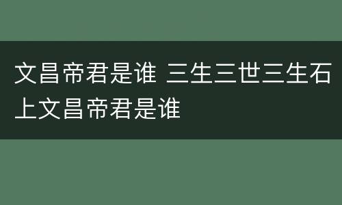 文昌帝君是谁 三生三世三生石上文昌帝君是谁