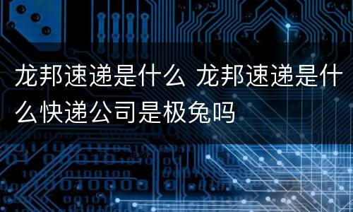 龙邦速递是什么 龙邦速递是什么快递公司是极兔吗