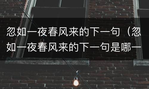 忽如一夜春风来的下一句（忽如一夜春风来的下一句是哪一句）
