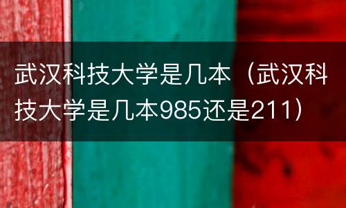 武汉科技大学是几本（武汉科技大学是几本985还是211）