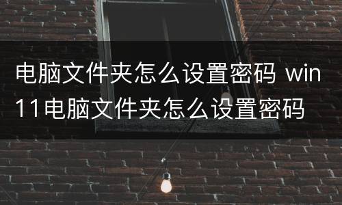 电脑文件夹怎么设置密码 win11电脑文件夹怎么设置密码