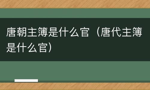 唐朝主簿是什么官（唐代主簿是什么官）
