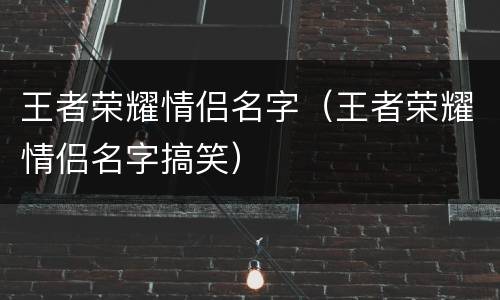 王者荣耀情侣名字（王者荣耀情侣名字搞笑）