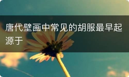 唐代壁画中常见的胡服最早起源于