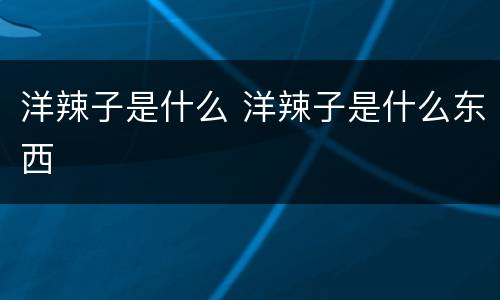 洋辣子是什么 洋辣子是什么东西