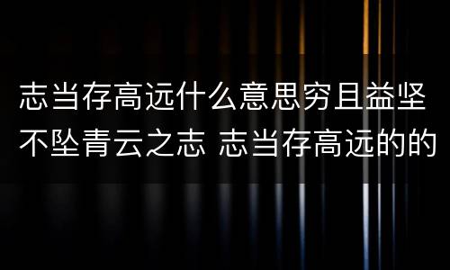志当存高远什么意思穷且益坚不坠青云之志 志当存高远的的意思解释