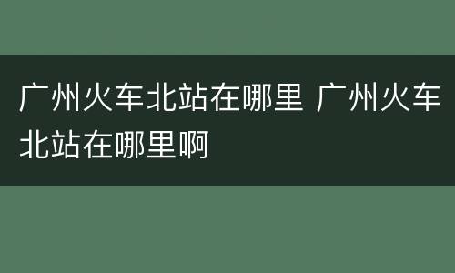 广州火车北站在哪里 广州火车北站在哪里啊