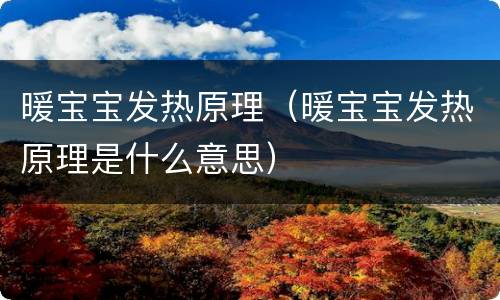 暖宝宝发热原理（暖宝宝发热原理是什么意思）