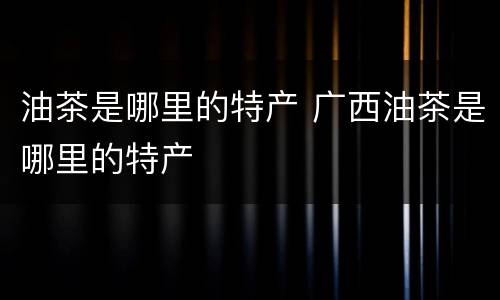 油茶是哪里的特产 广西油茶是哪里的特产