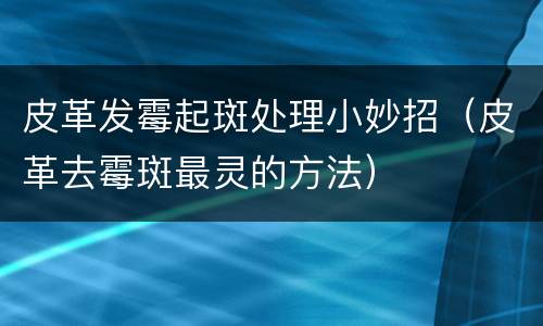 皮革发霉起斑处理小妙招（皮革去霉斑最灵的方法）