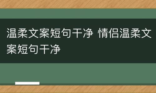 温柔文案短句干净 情侣温柔文案短句干净