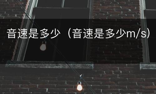 音速是多少（音速是多少m/s）