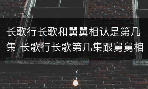 长歌行长歌和舅舅相认是第几集 长歌行长歌第几集跟舅舅相认