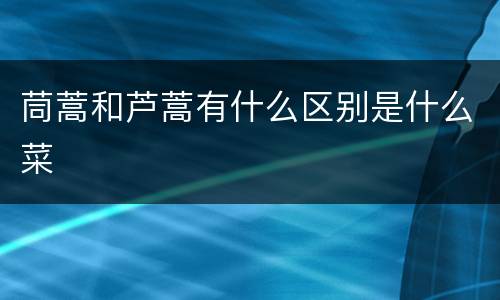 茼蒿和芦蒿有什么区别是什么菜