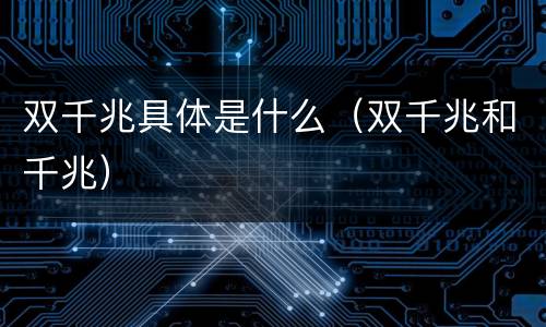 双千兆具体是什么（双千兆和千兆）