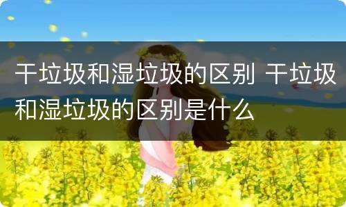 干垃圾和湿垃圾的区别 干垃圾和湿垃圾的区别是什么