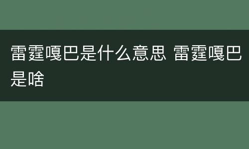 雷霆嘎巴是什么意思 雷霆嘎巴是啥