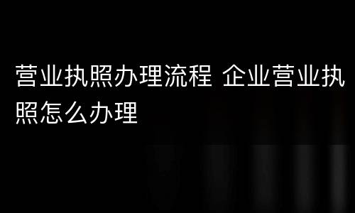 营业执照办理流程 企业营业执照怎么办理