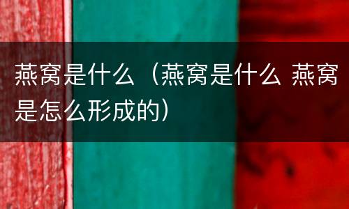 燕窝是什么（燕窝是什么 燕窝是怎么形成的）