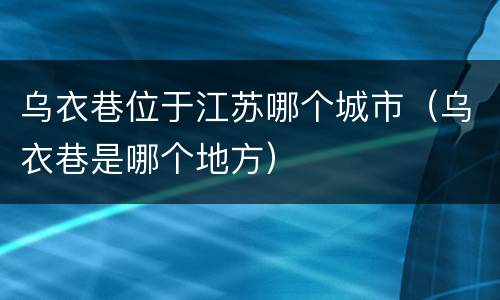 乌衣巷位于江苏哪个城市（乌衣巷是哪个地方）