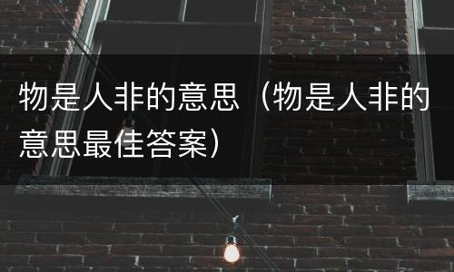 物是人非的意思（物是人非的意思最佳答案）
