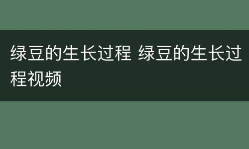 绿豆的生长过程 绿豆的生长过程视频