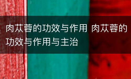 肉苁蓉的功效与作用 肉苁蓉的功效与作用与主治