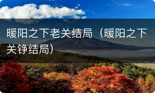 暖阳之下老关结局（暖阳之下关铮结局）