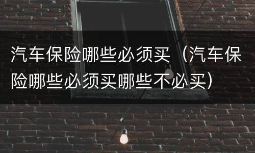 汽车保险哪些必须买（汽车保险哪些必须买哪些不必买）