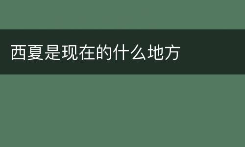西夏是现在的什么地方