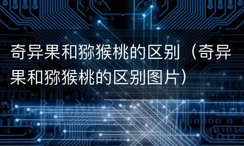 奇异果和猕猴桃的区别（奇异果和猕猴桃的区别图片）
